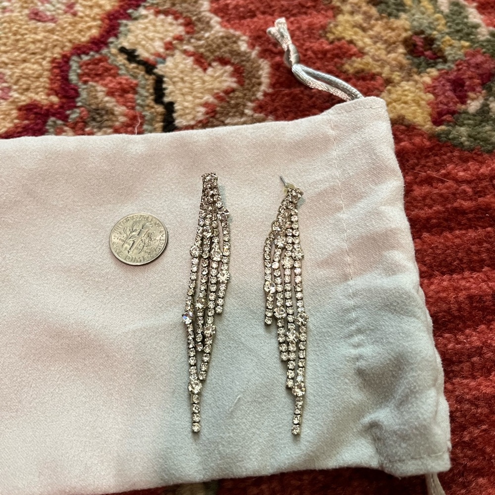 Silver dangly pave earrings